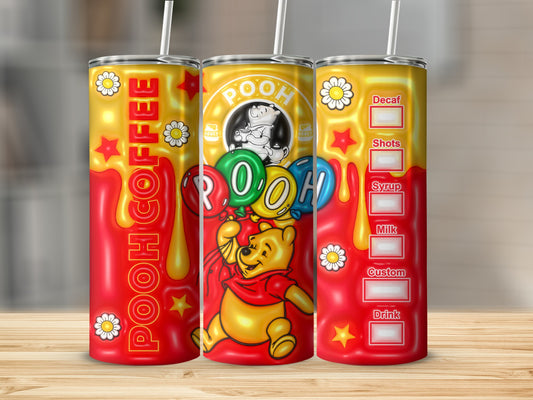 Pooh Coffee Decaf Shots Syrup Milk Custom Drink accessory