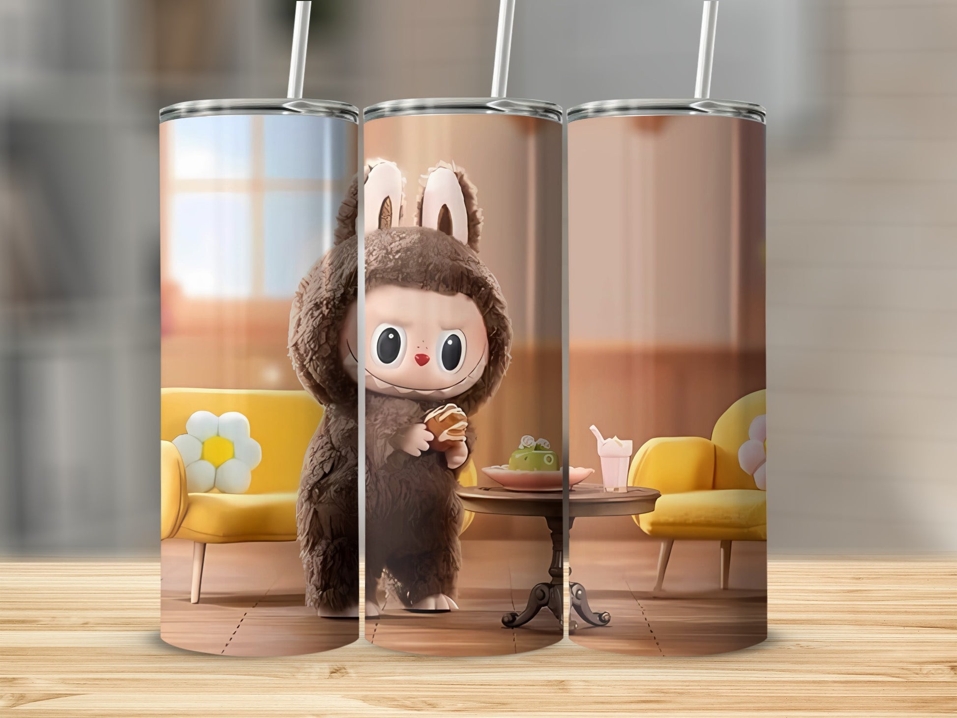 Adorable Bunny Costume Character Design Tumbler Cup