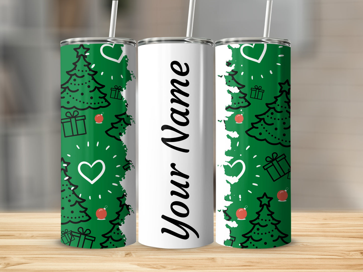 Personalized Christmas Tree and Gifts Tumbler
