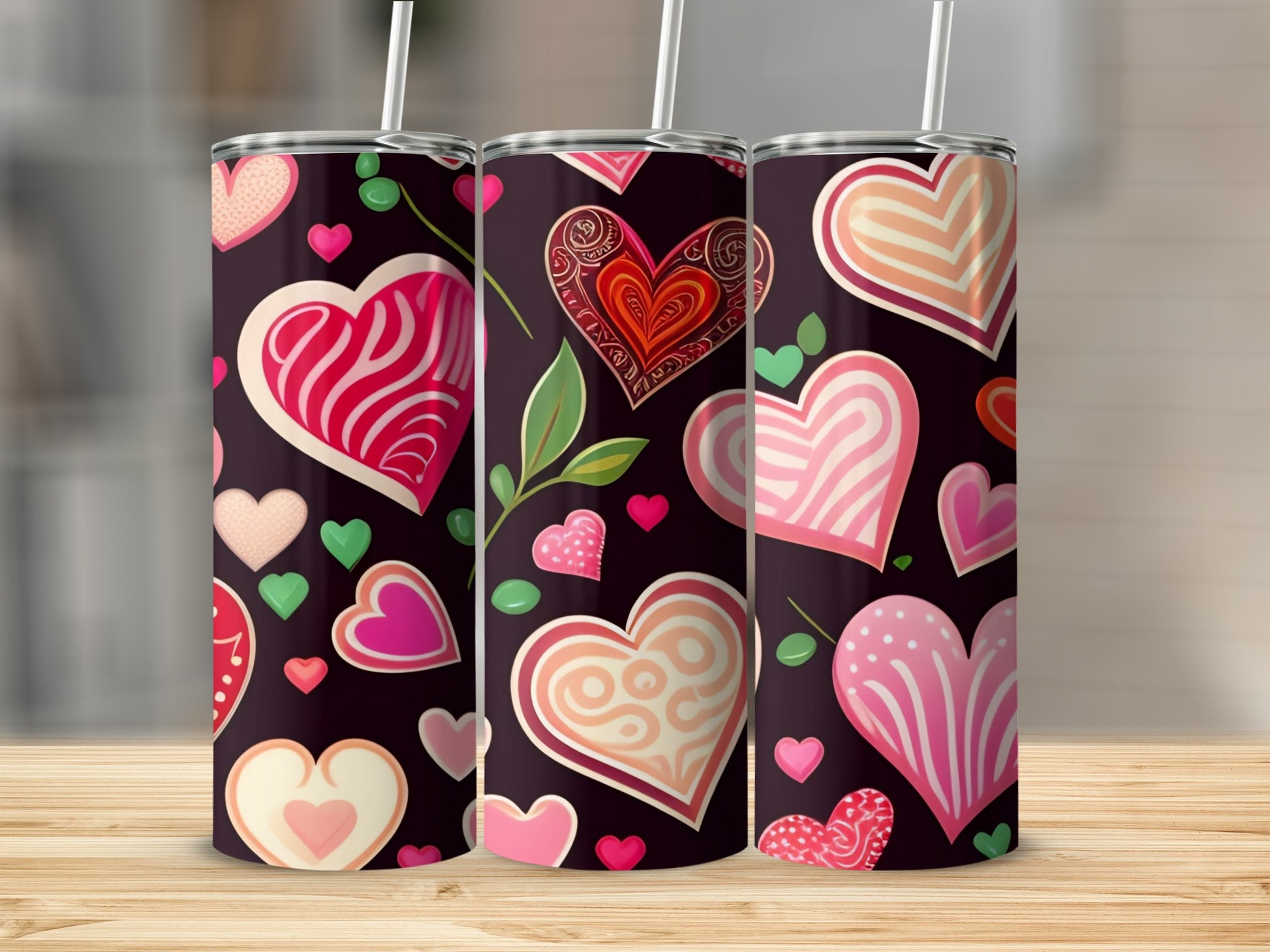 Colorful Heart Patterned Tumbler for Valentine's Day