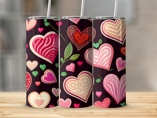 Colorful Heart Patterned Tumbler for Valentine's Day