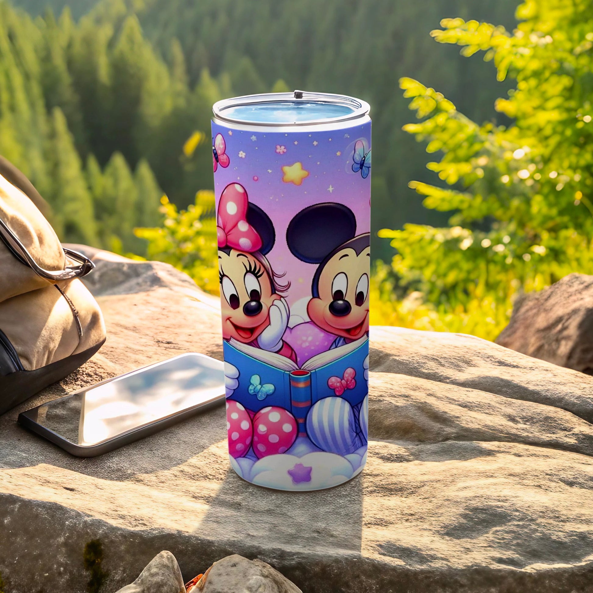 Adorable Cartoon Characters Reading Travel Tumbler