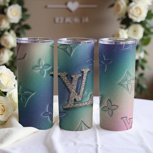Gradient Monogram Tumbler with Diamond Letters Design