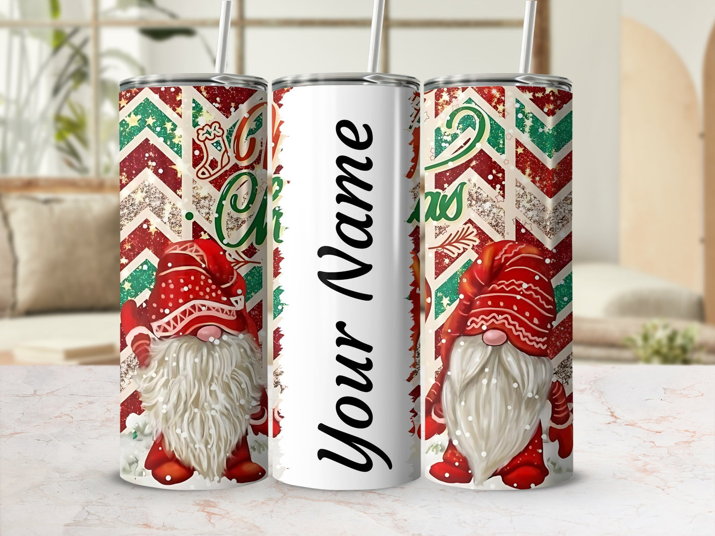 Personalized Christmas Gnome Tumbler with Name Option