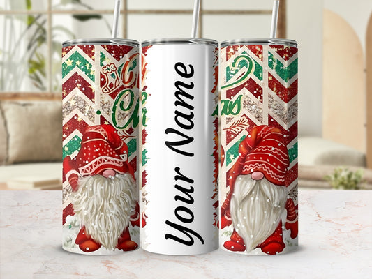 Personalized Christmas Gnome Tumbler with Name Option