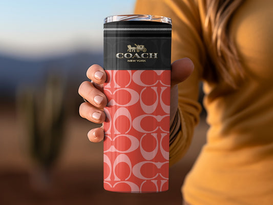 Coach New York Red Signature Pattern Tumbler