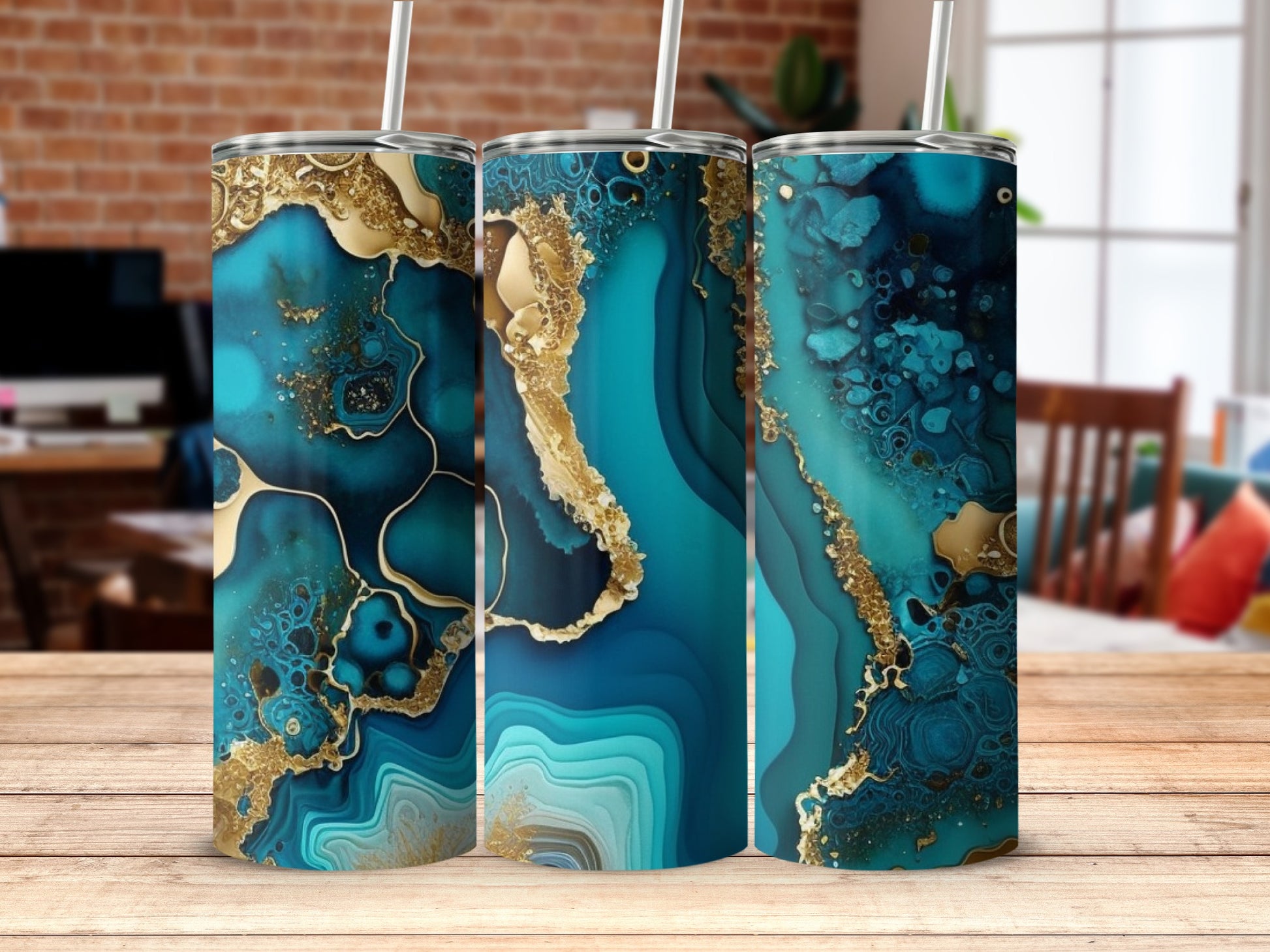 Elegant Blue Swirl Pattern Insulated Tumbler