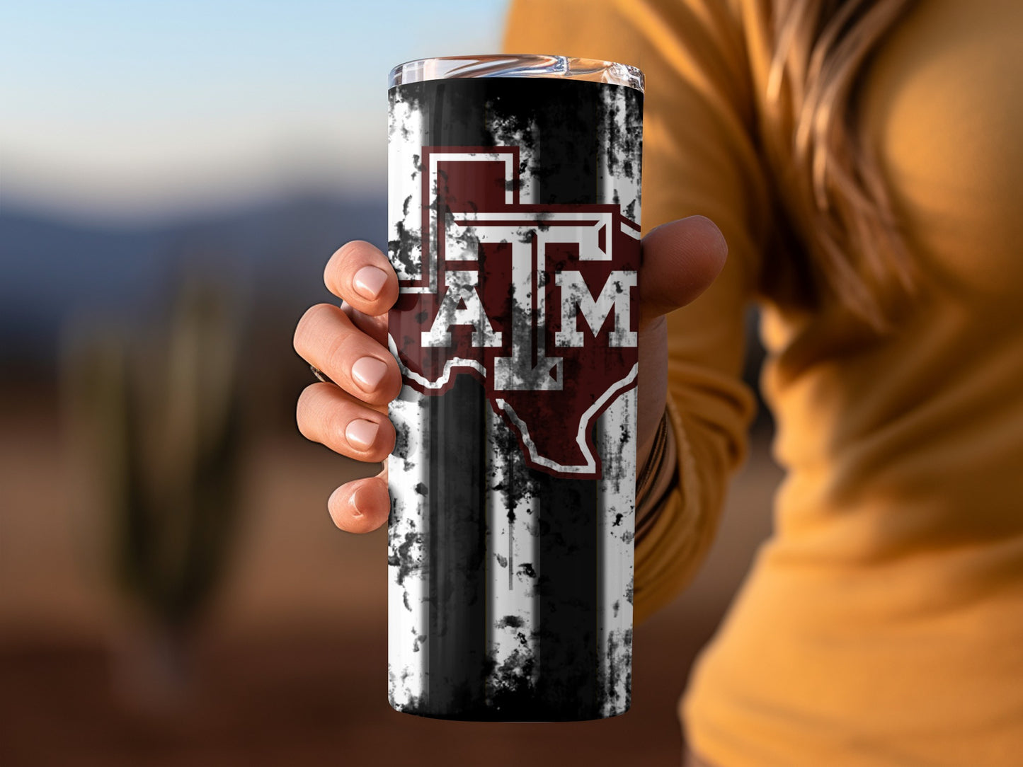 Texas A&M Grunge Style Travel Mug for Aggie Fans