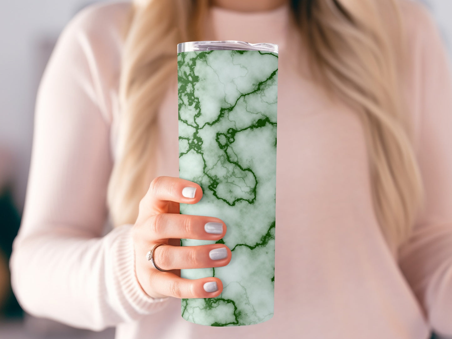 Green Veins Marble Pattern Graphic Design Style Tumblers