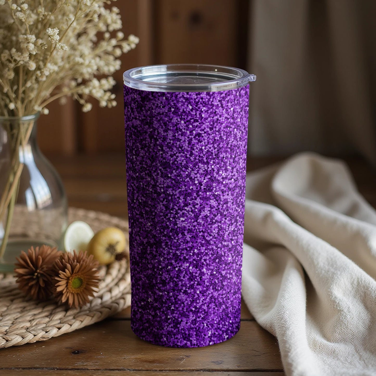 Sparkling Purple Glitter Drink Tumbler Product