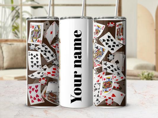 Personalized Playing Cards Pattern Tumbler Cup
