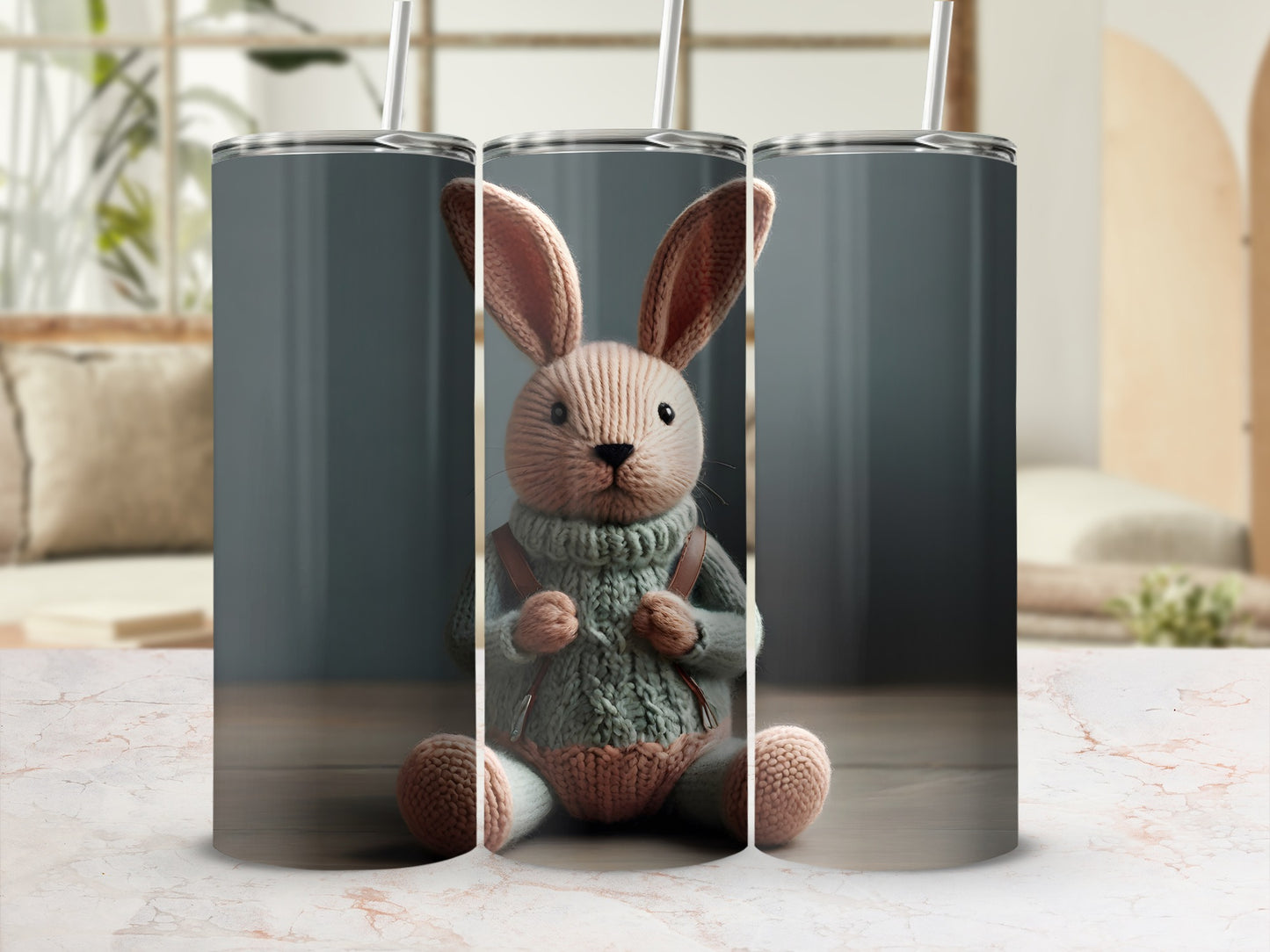 Knitted Bunny Rabbit Character Design Tumbler product type