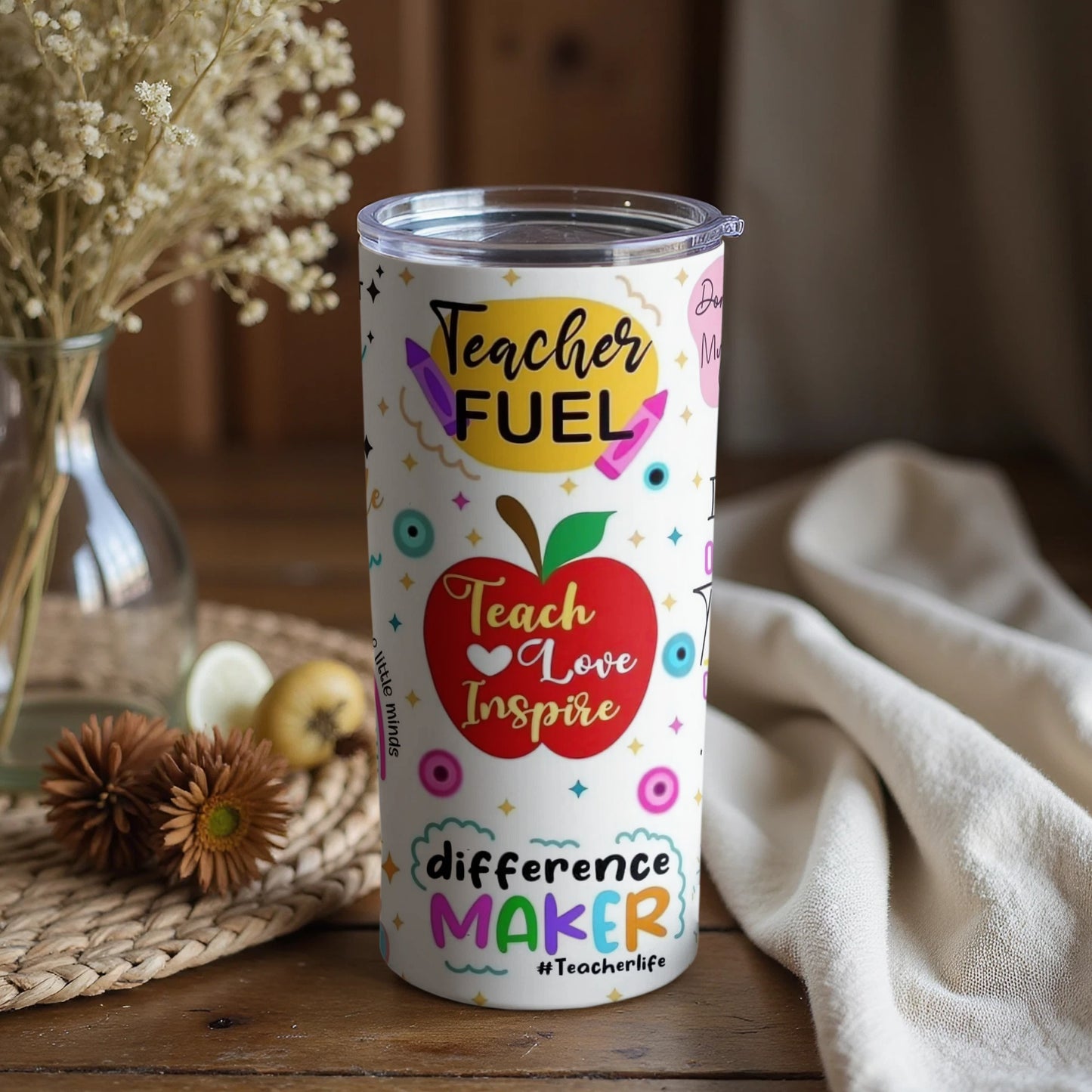 Teach Love Inspire Teacher Fuel Tumbler Gift