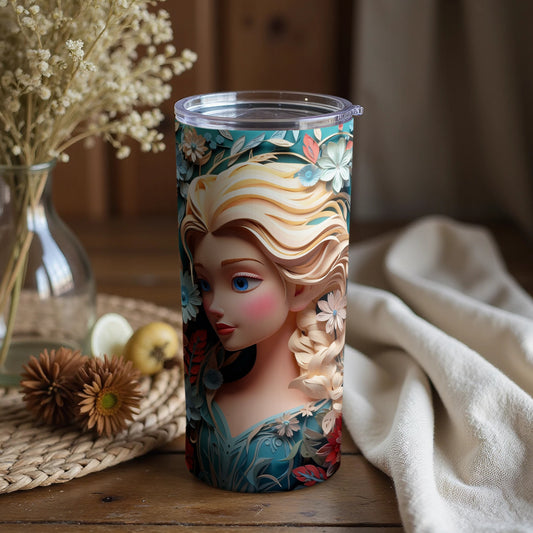 Beautifully Designed Tumbler with Floral Artwork