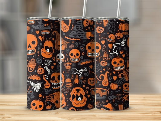 Spooky Halloween Themed Skull and Pumpkin Pattern product