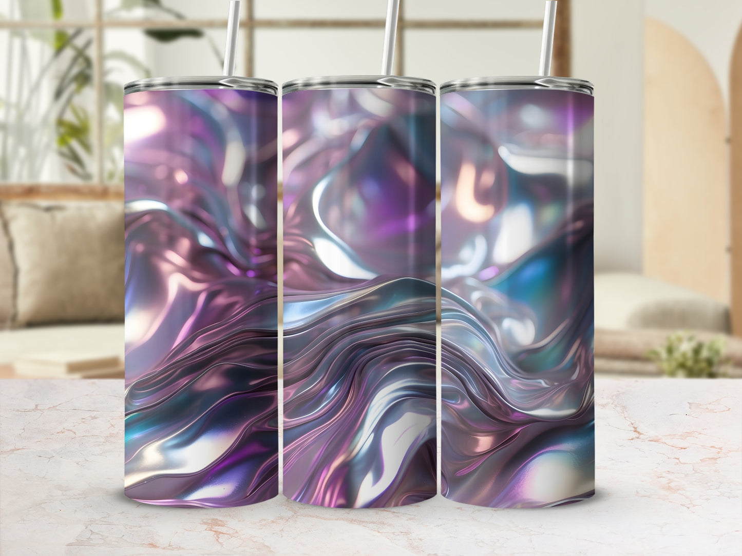 Iridescent Wavy Metallic Abstract Pattern Tumbler product type