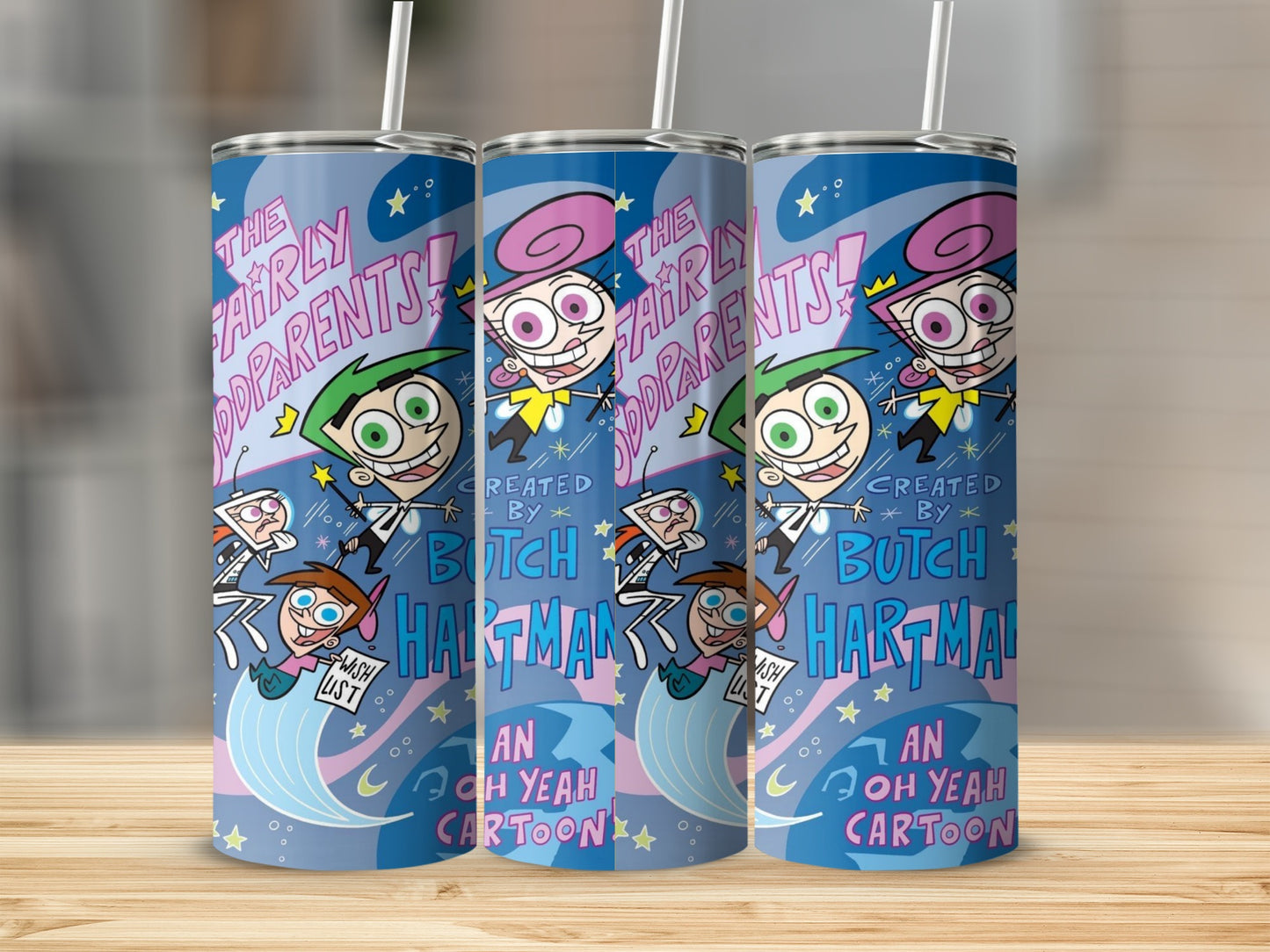 The Fairly OddParents Cartoon Tumbler with Straw