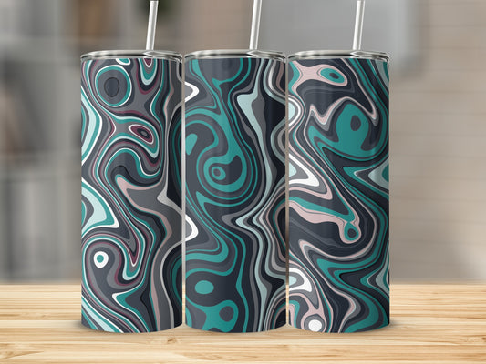 Abstract Swirls Featuring Aqua And Grey Hues Tumblers