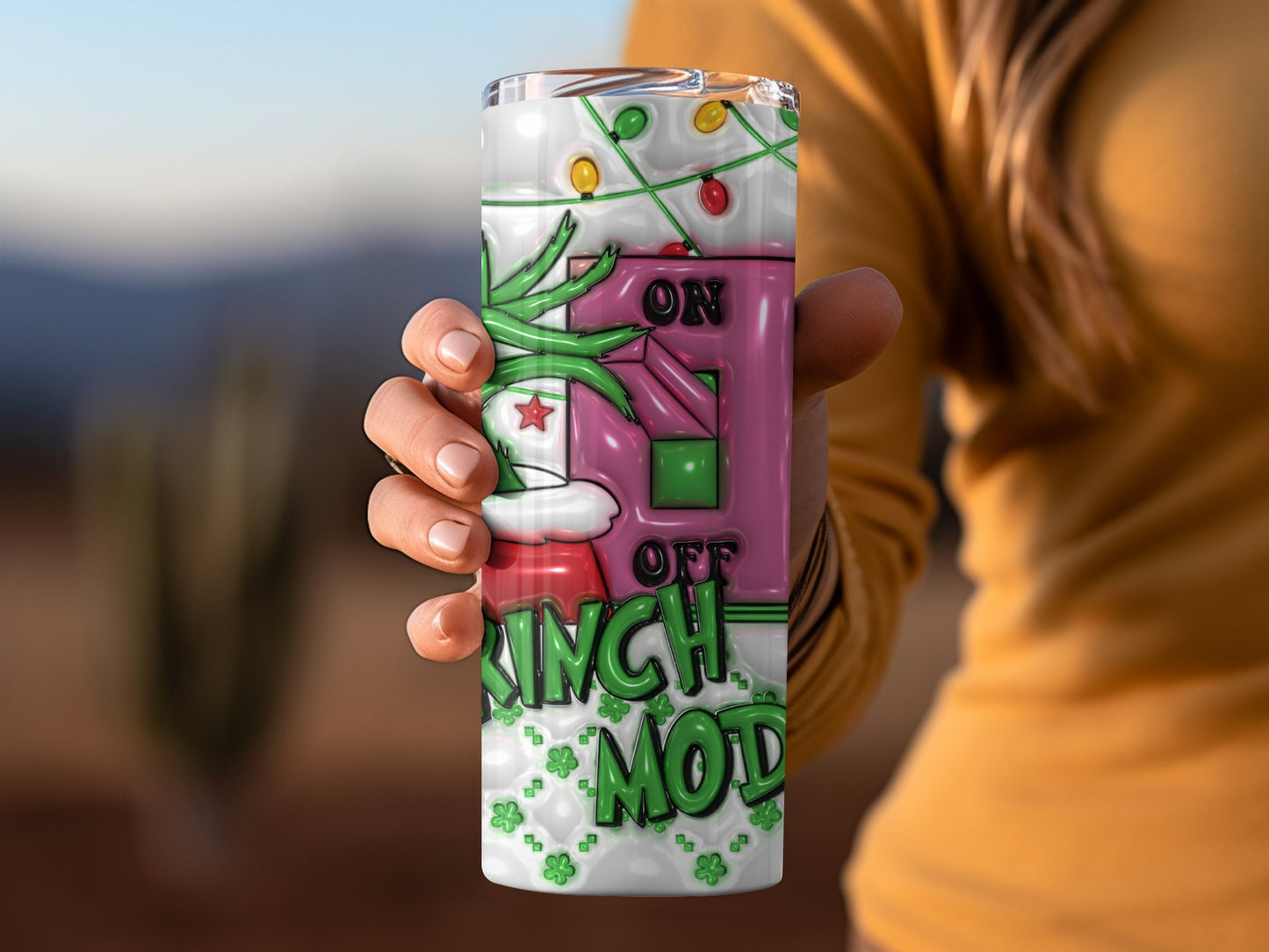 On Off Grinch Mode Holiday Print Tumbler Product