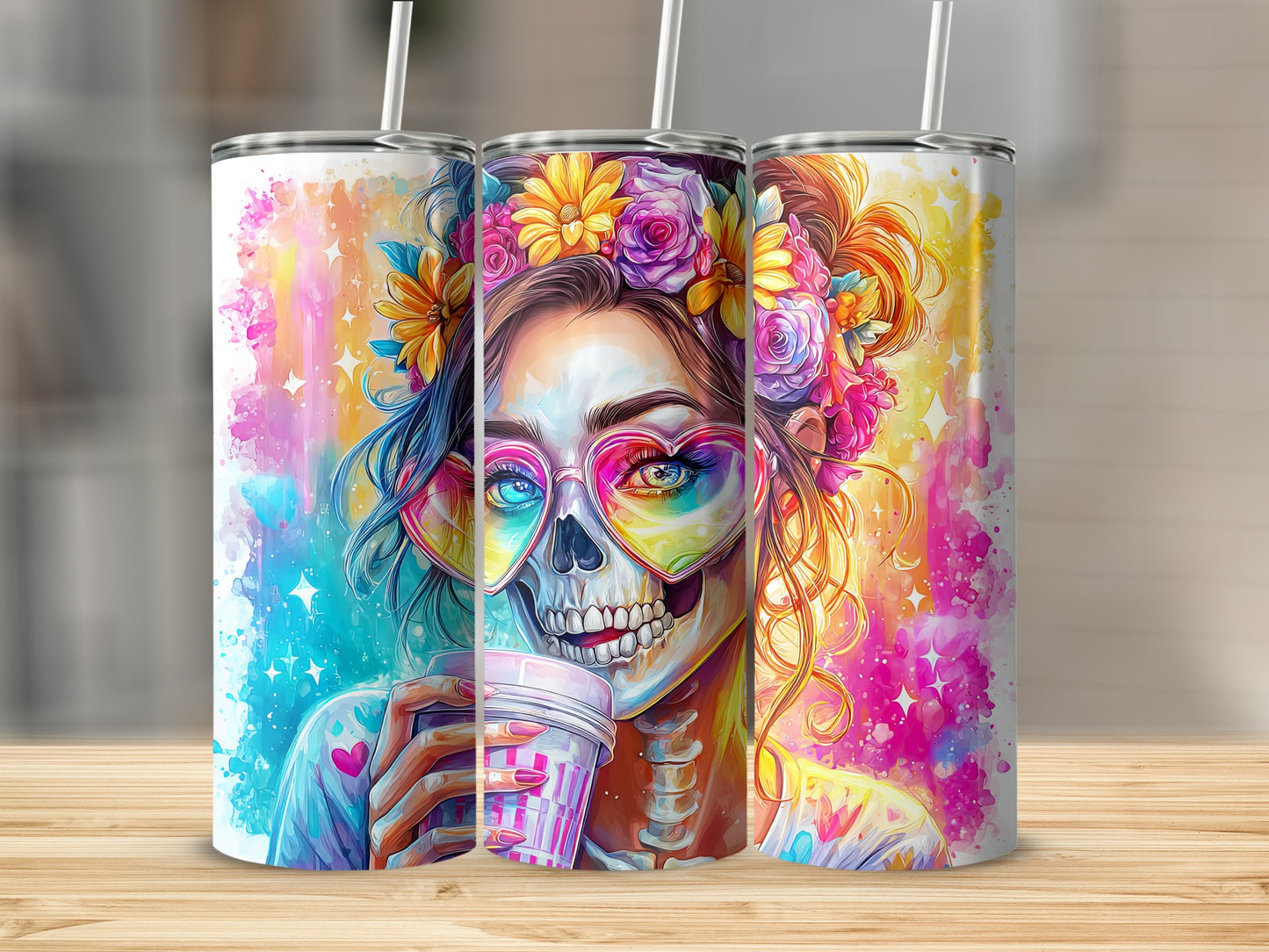 Day of the Dead Woman with Flowers Tumbler