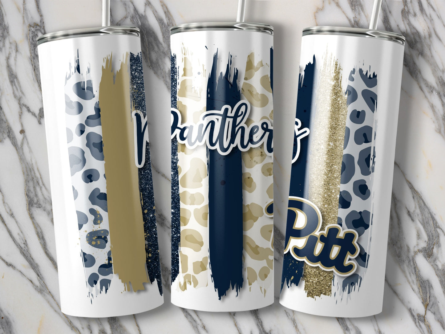Panthers Plus Pitt over Brush Strokes Design Tumblers