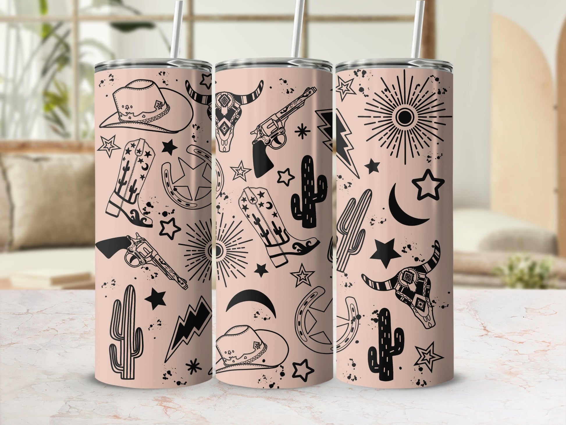Western Cowboy Themed Tumbler with Unique Designs