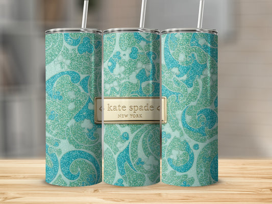 Turquoise Sparkle Kate Spade Inspired  Design New York Tumblers