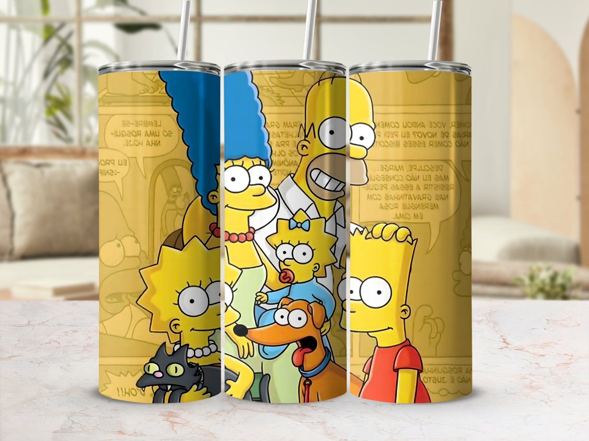The Simpsons Family Cartoon Design on Drinkware