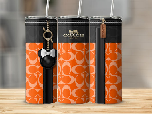 Stylish Orange and Black Pattern Beverage Tumbler