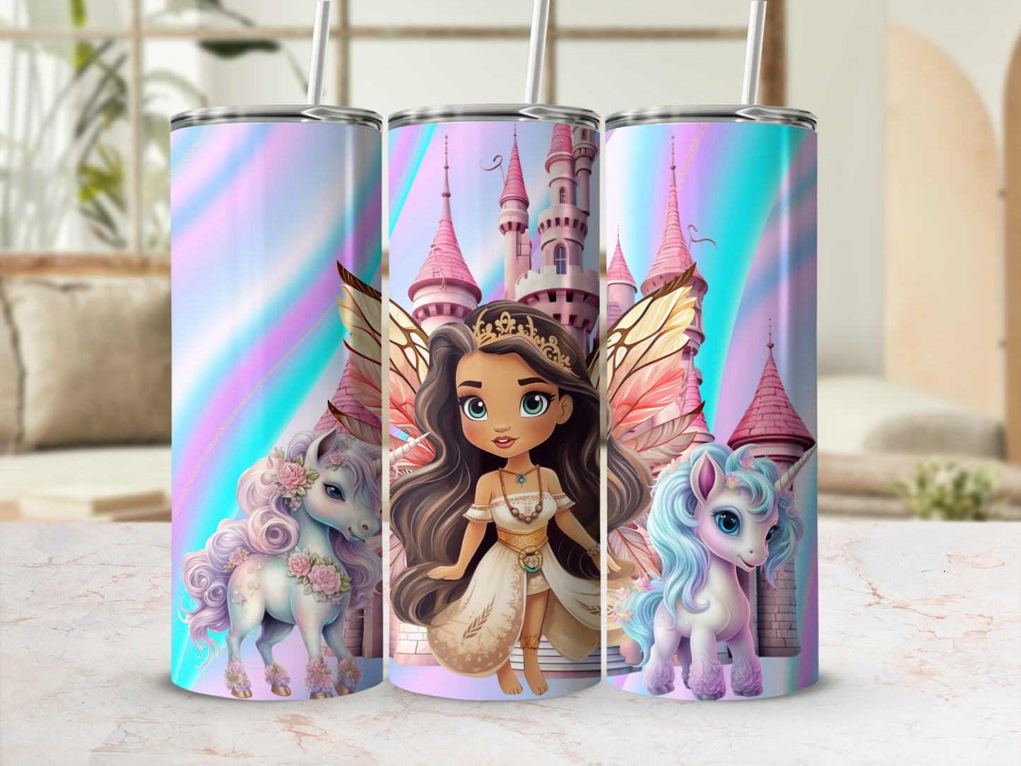 Fantasy Castle with Unicorn and Princess Tumbler