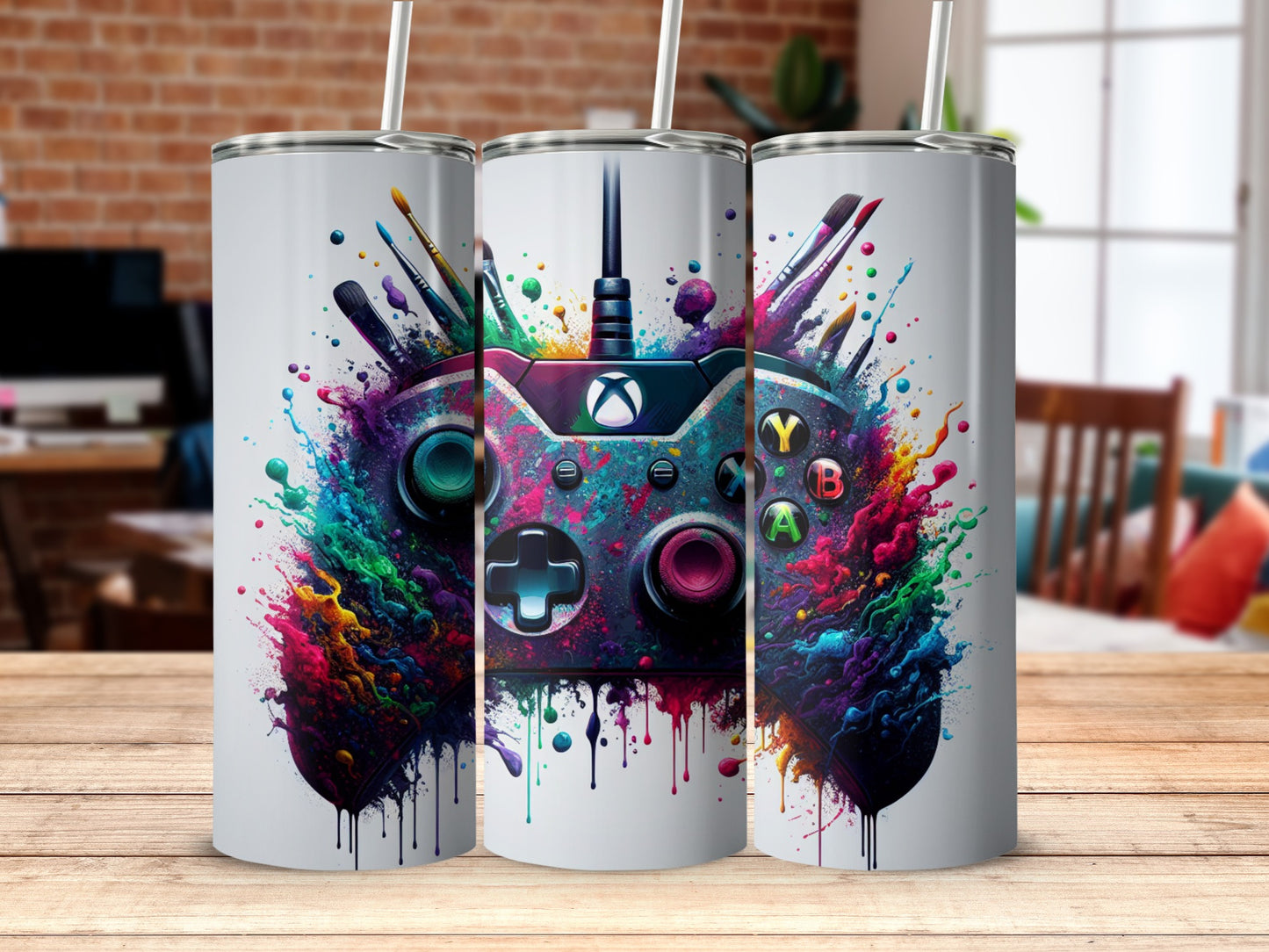 Vibrant Splatter Game Controller Tumbler Product