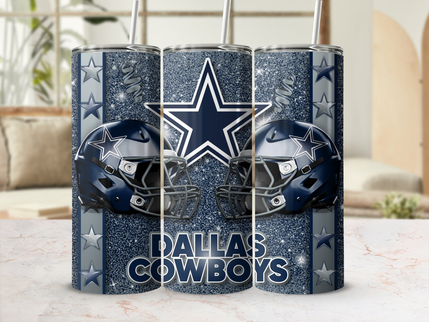 Dallas Cowboys Helmets Team Logo Sparkles Tumblers