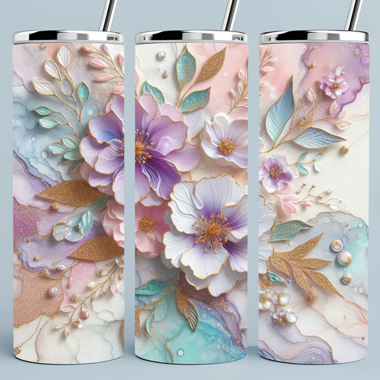 Pastel paper butterflies tumbler