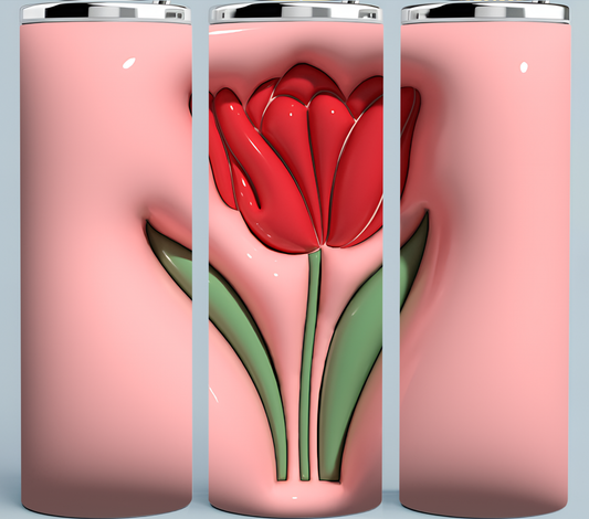Pink Tulips on a 3D Puff tumbler
