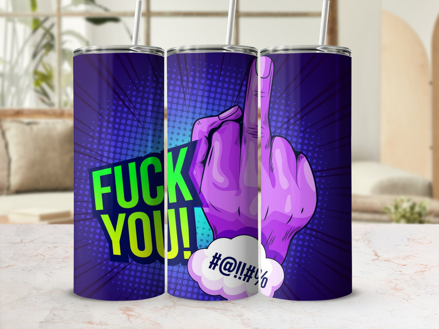 Bold and Colorful F*** You Insulated Tumbler Cup