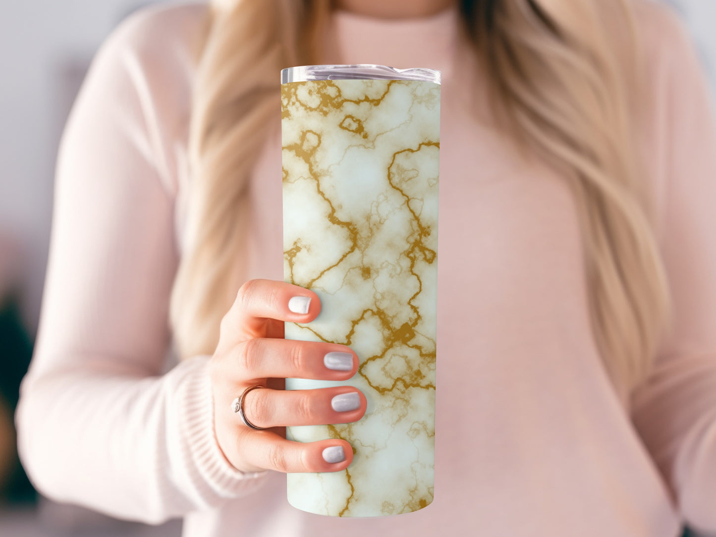 Gold Veins On White Marble Artistic Pattern Tumblers