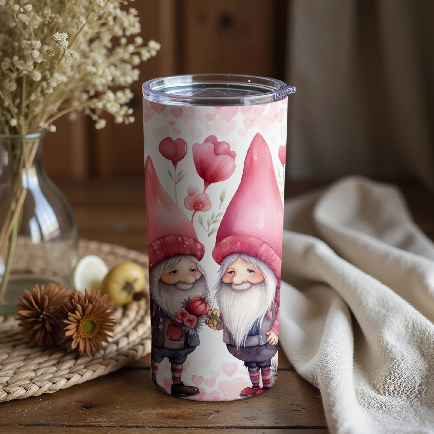 Cute Valentine Gnomes Tumbler for Valentine's Gifts
