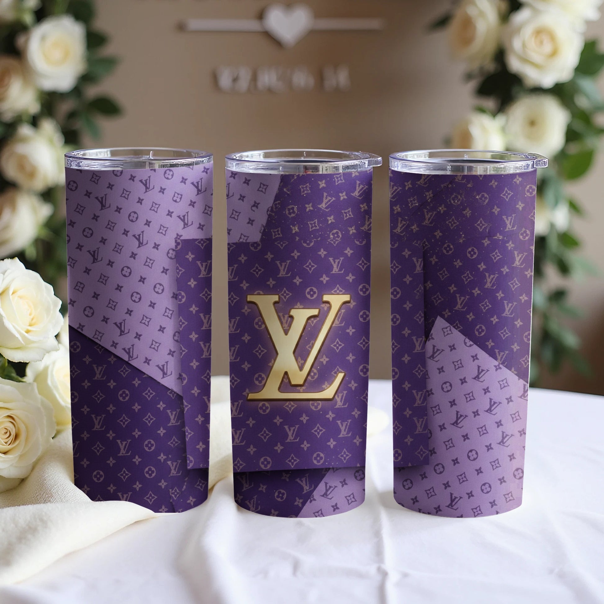 Elegant Purple Monogram Design Insulated Tumbler