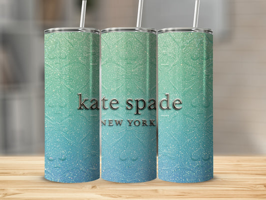 Inspired By Fabulous Kate Spade New York Bows Pattern Teal Gradient Tumblers