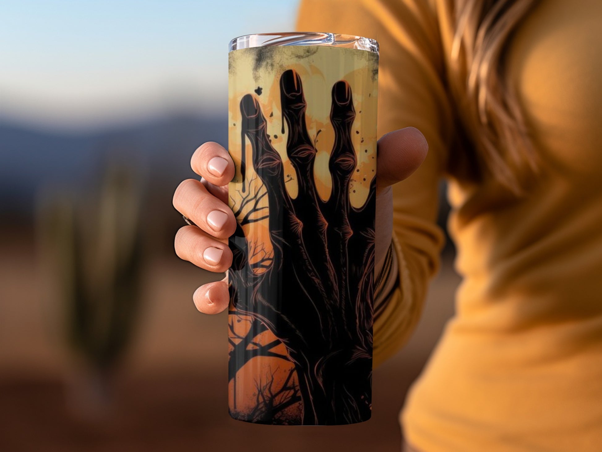 Spooky Halloween Skeleton Hand Tumbler product