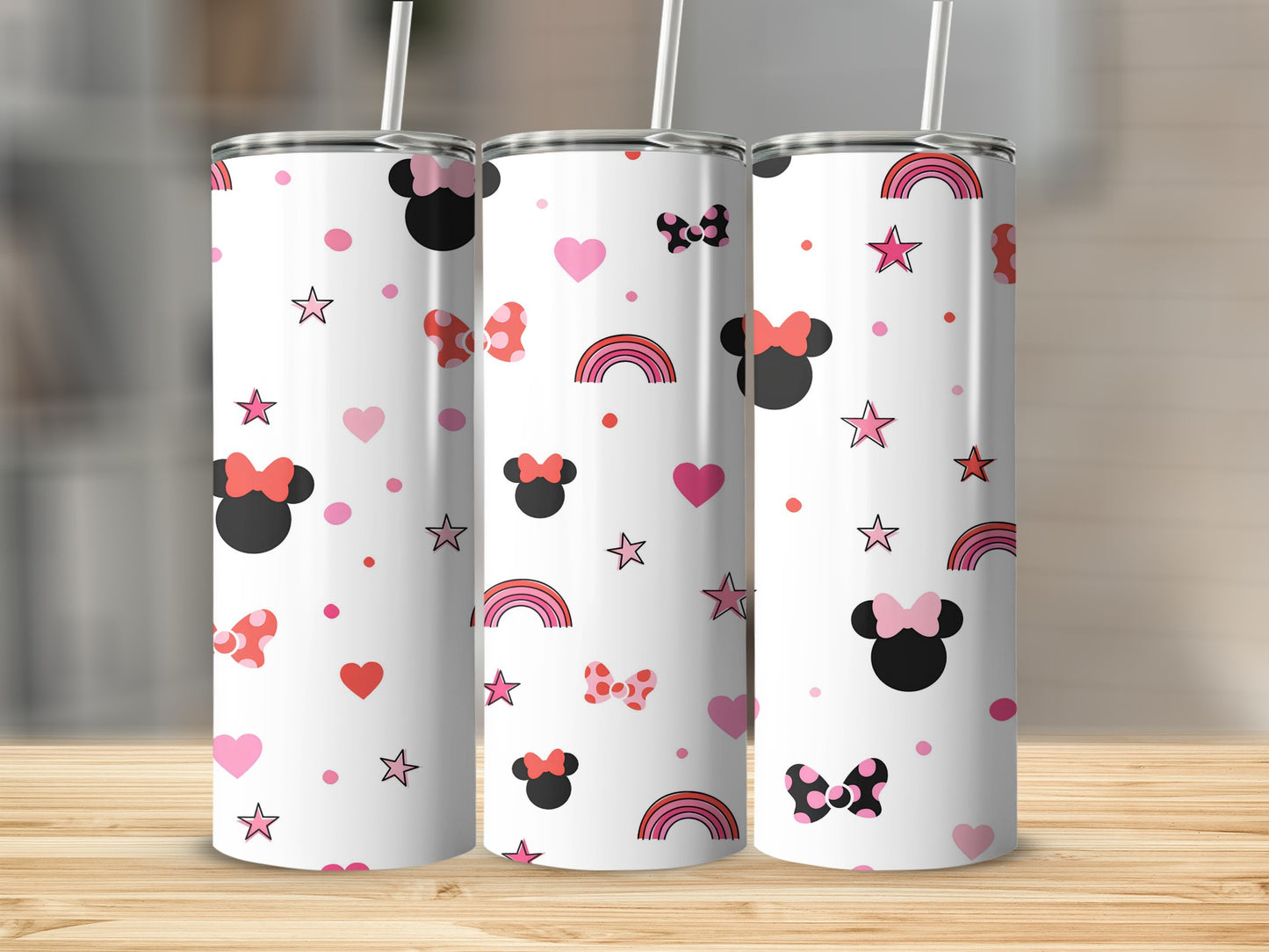 Cute Mouse Ears and Hearts Design Tumbler Cup
