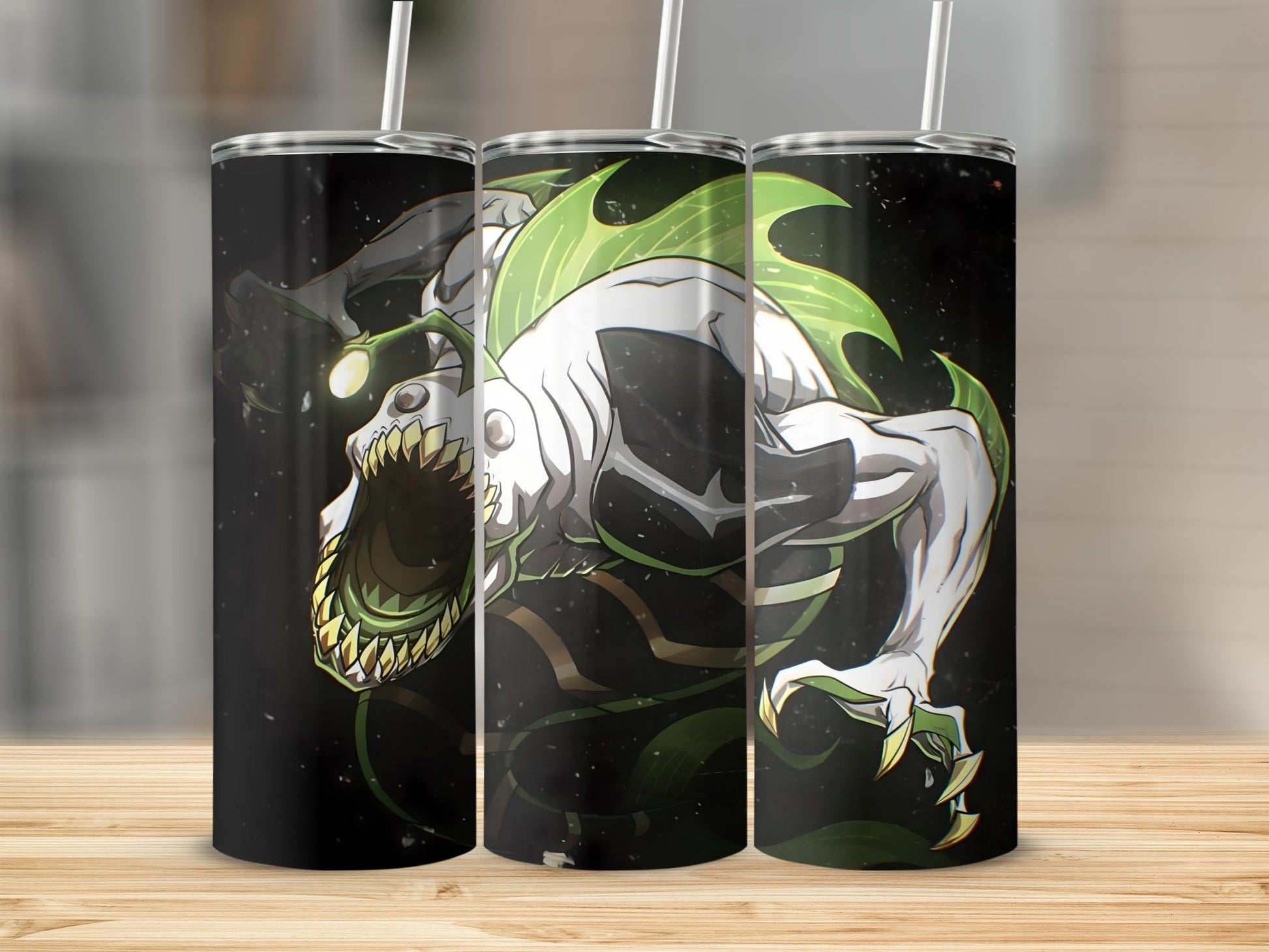 Glow-in-the-Dark Monster Tumbler Cup with Straw