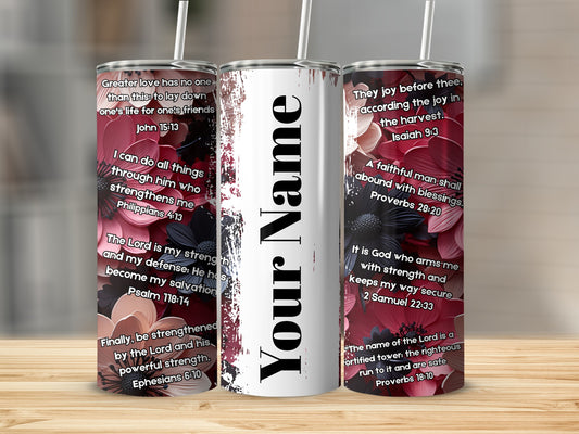 Personalized Floral Bible Verses Tumbler with Straw