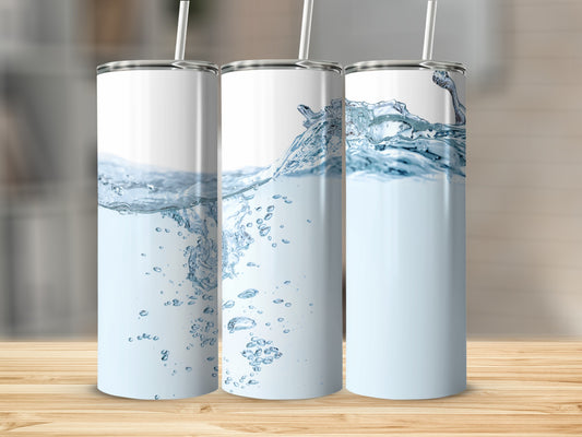 Three tumblers with water splashing design.