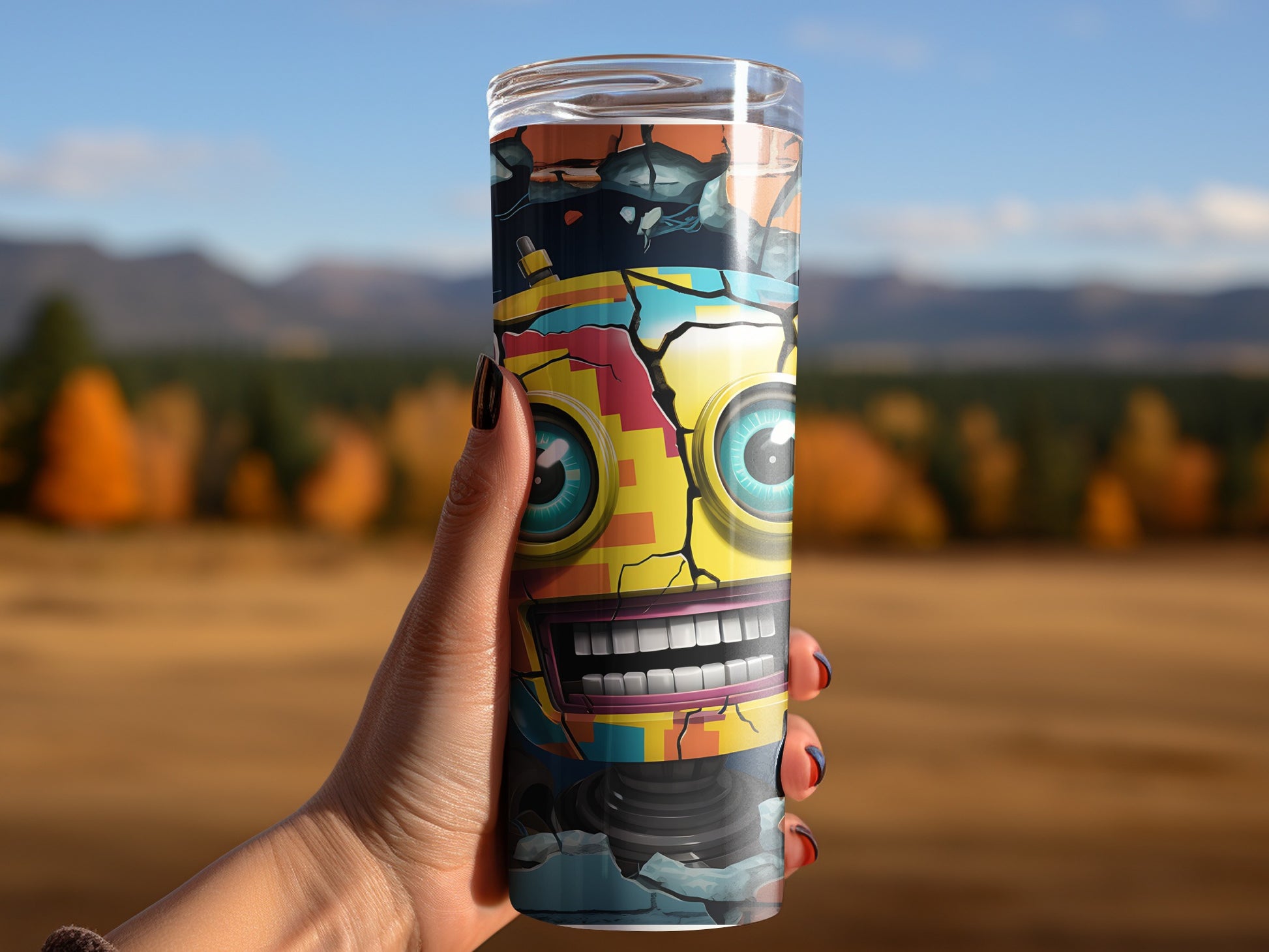 Colorful Robotic Design Insulated Travel Mug