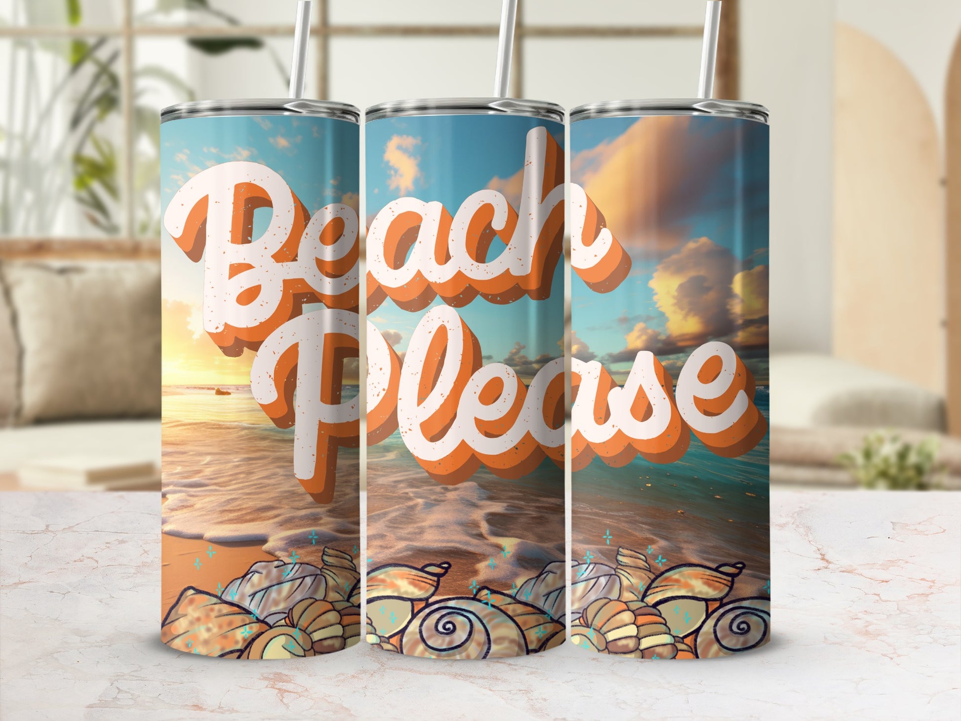 Beach Please Colorful Artistic Stainless Steel Tumbler