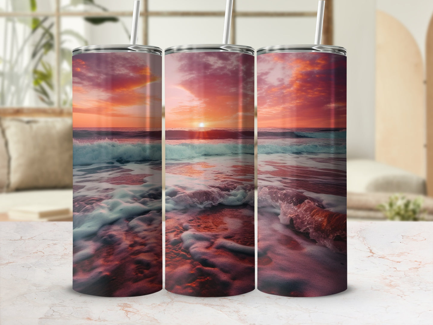 Stunning Sunset Over Waves Scenic Tumbler