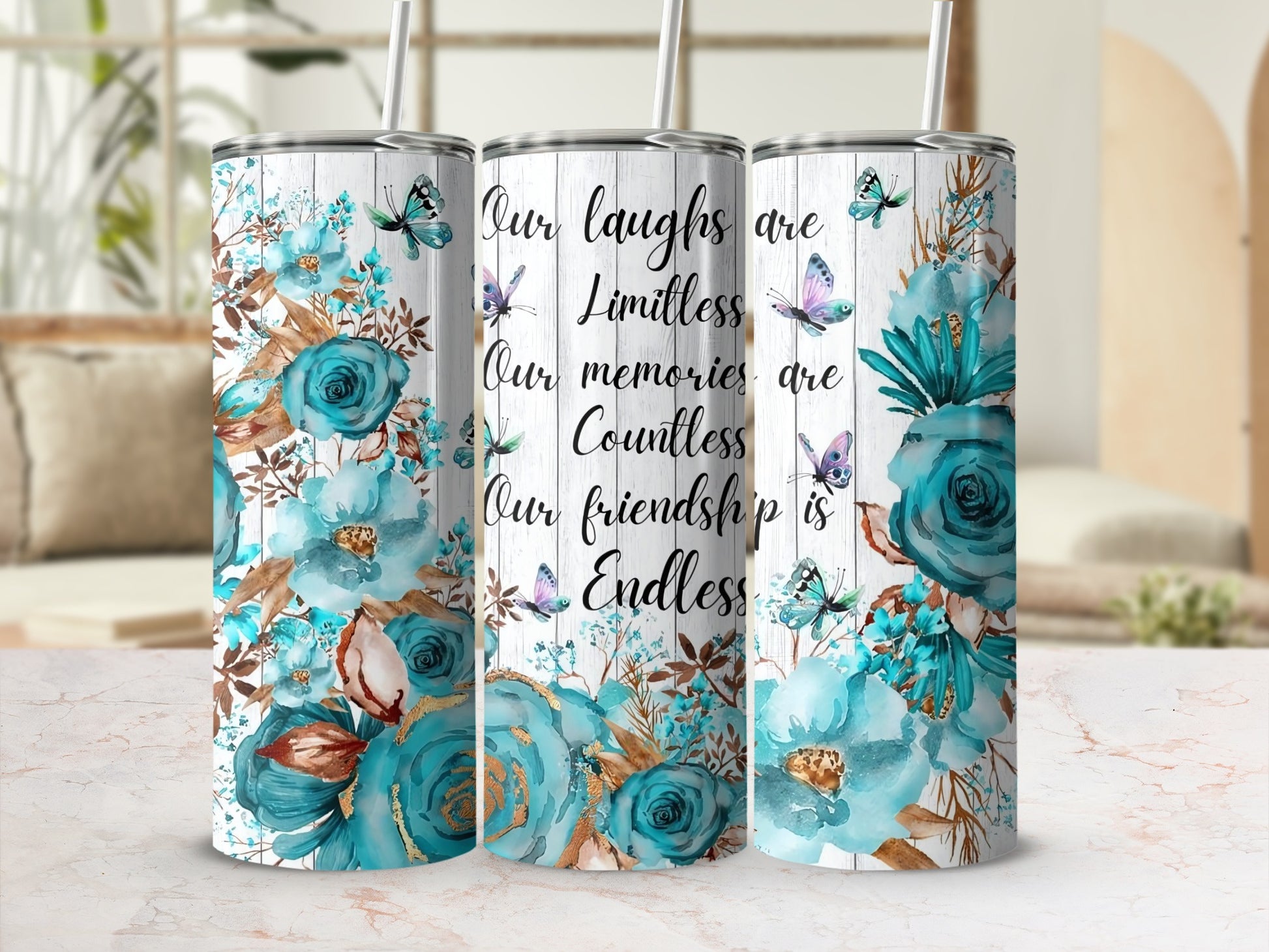 Our Laughs Are Limitless Floral Tumbler with Straw