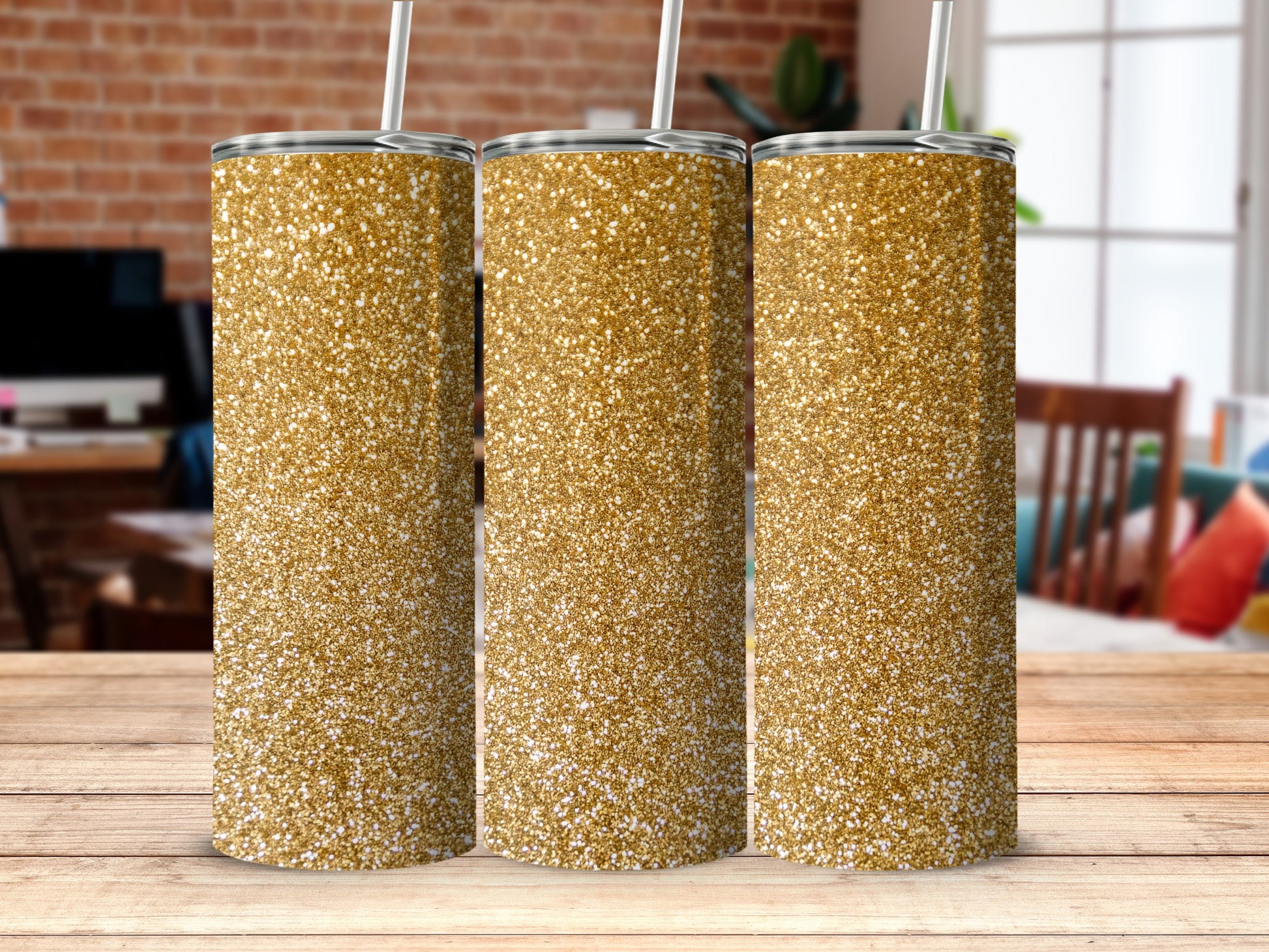 Glittery Sparkle Gold Tall Tumbler Shimmering Product