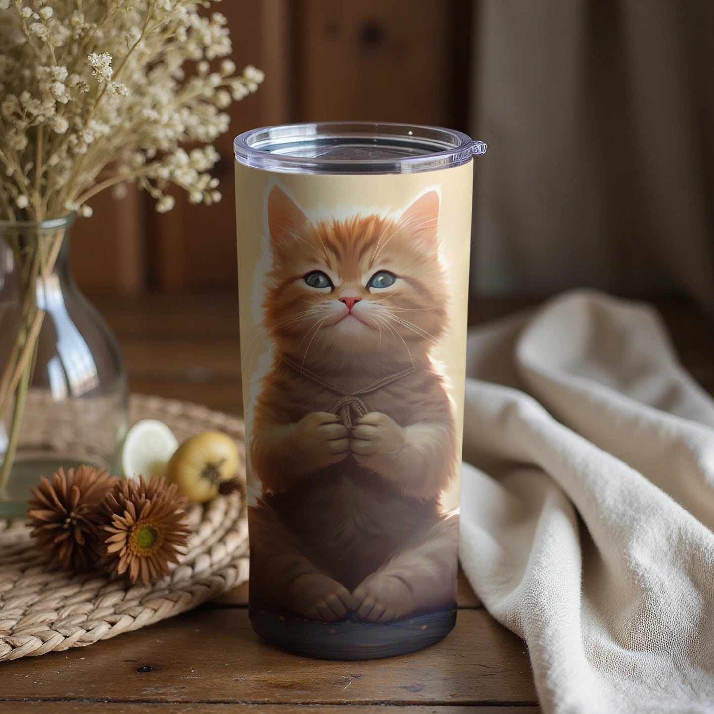 Adorable Meditating Orange Kitten Tumbler product type